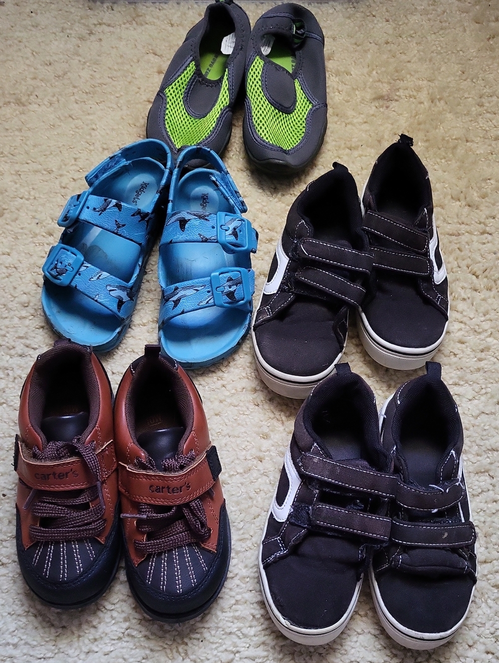 Carter's Brown and Black Kids Sneakers with Velcro Straps